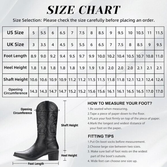 ⭐ IUV Women's Cowboy Boots | Western Embroidered Pointy Toe Mid-Calf Boots - Picture 2 of 8